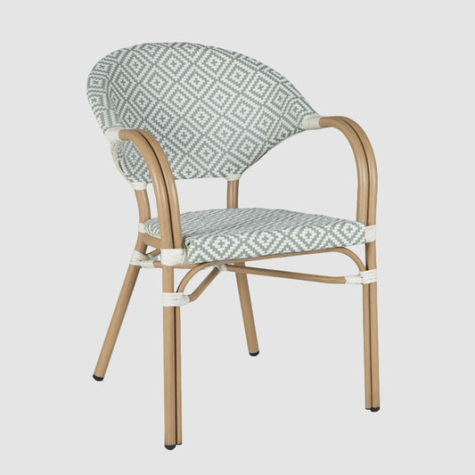Cannes Outdoor Aluminium Armchair Green & White