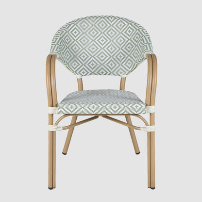 Cannes Outdoor Aluminium Armchair Green & White
