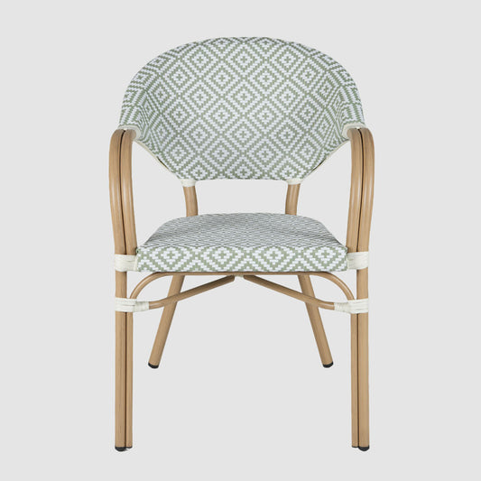 Cannes Outdoor Aluminium Armchair Green & White