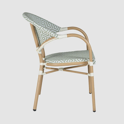 Cannes Outdoor Aluminium Armchair Green & White