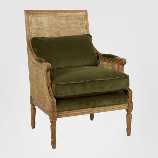 Hicks Caned Armchair Olive Green