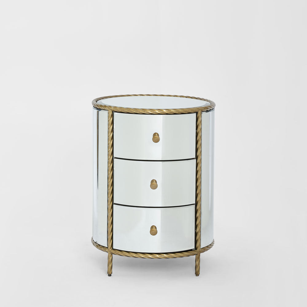 Palais Bedside 3 Drawer Mirror & Gold