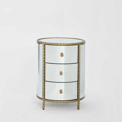Palais Bedside 3 Drawer Mirror & Gold
