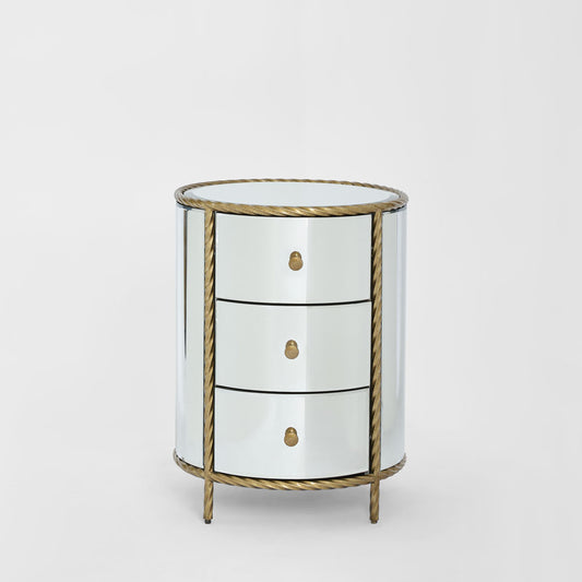 Palais Bedside 3 Drawer Mirror & Gold