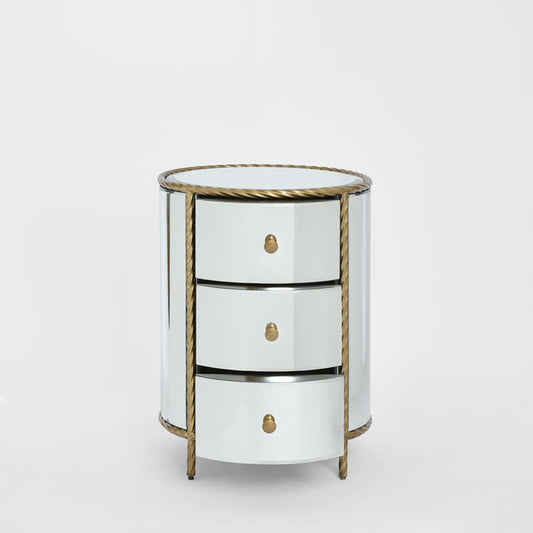 Palais Bedside 3 Drawer Mirror & Gold