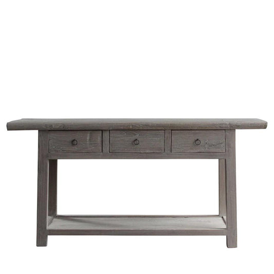 120 Years old Elm Wood Console with Drawers No. 7