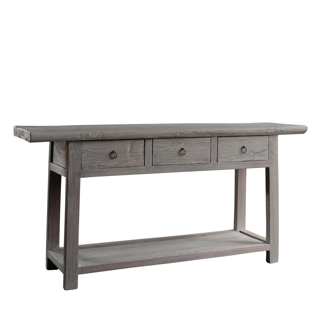 120 Years old Elm Wood Console with Drawers No. 7
