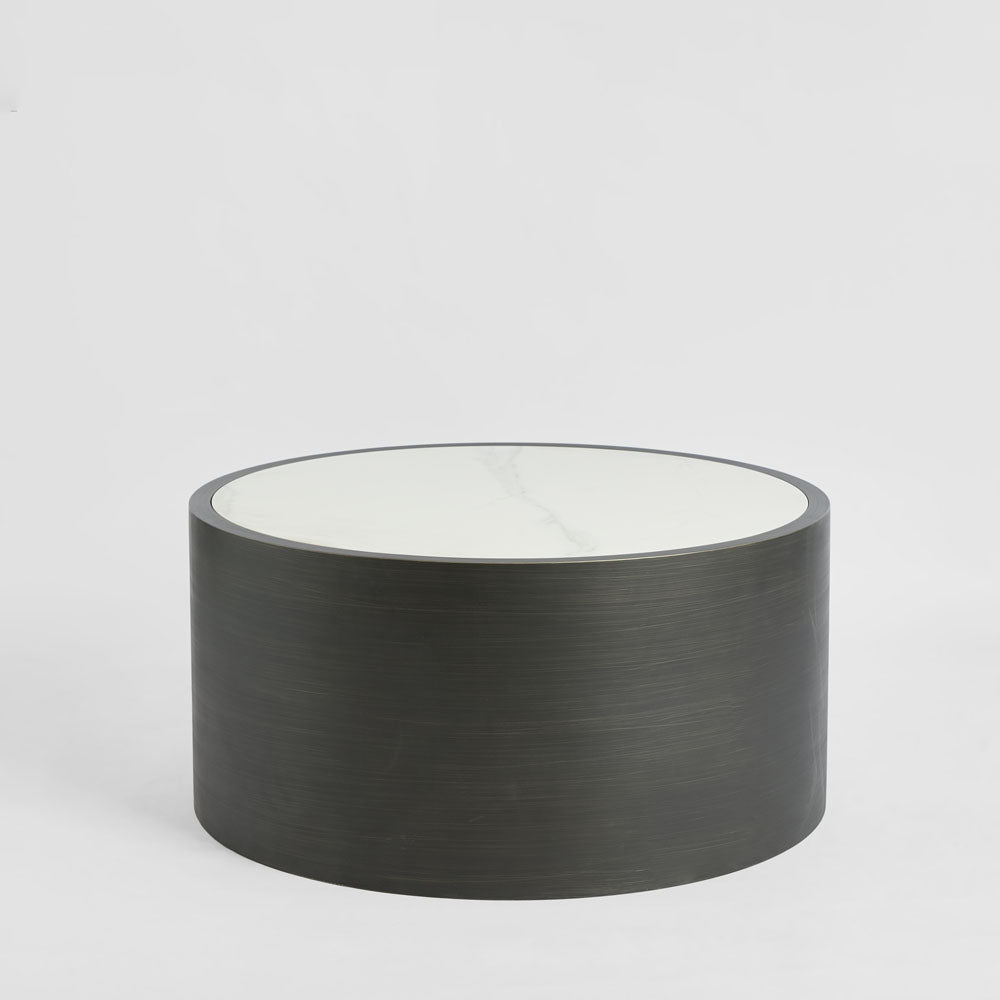 Gordon Drum Coflee Table Black/White Stone