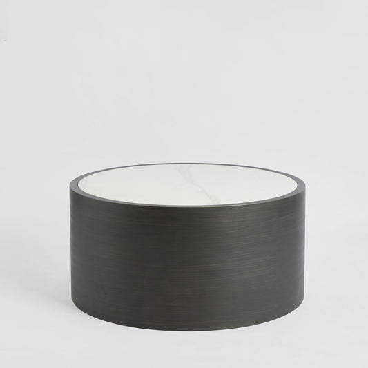 Gordon Drum Coflee Table Black/White Stone
