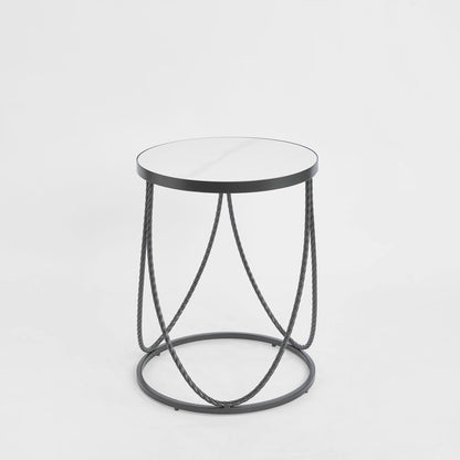 Palais Round Side Table Black & Ceramic
