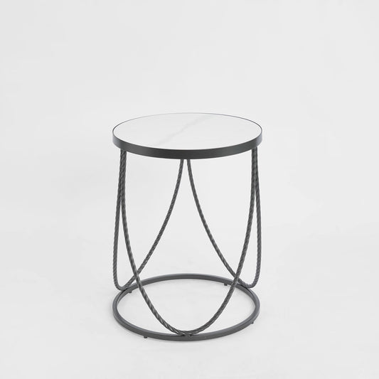 Palais Round Side Table Black & Ceramic