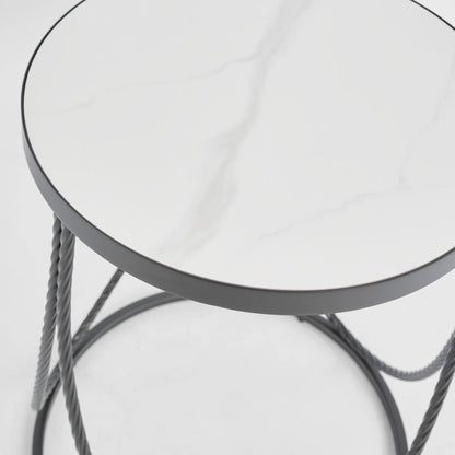Palais Round Side Table Black & Ceramic