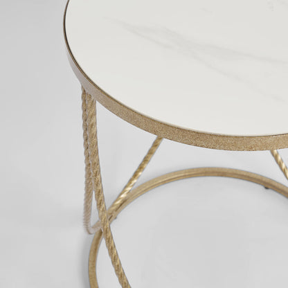 Palais Round Side Table Gold & Ceramic
