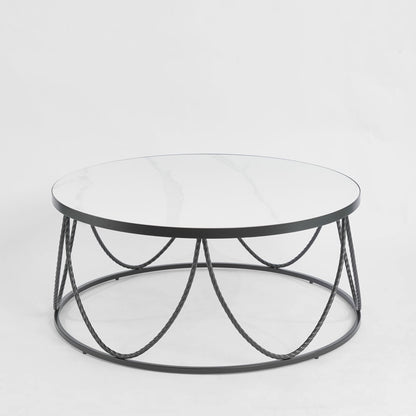 Palais Round Coffee Table Black & Ceramic