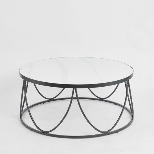 Palais Round Coffee Table Black & Ceramic