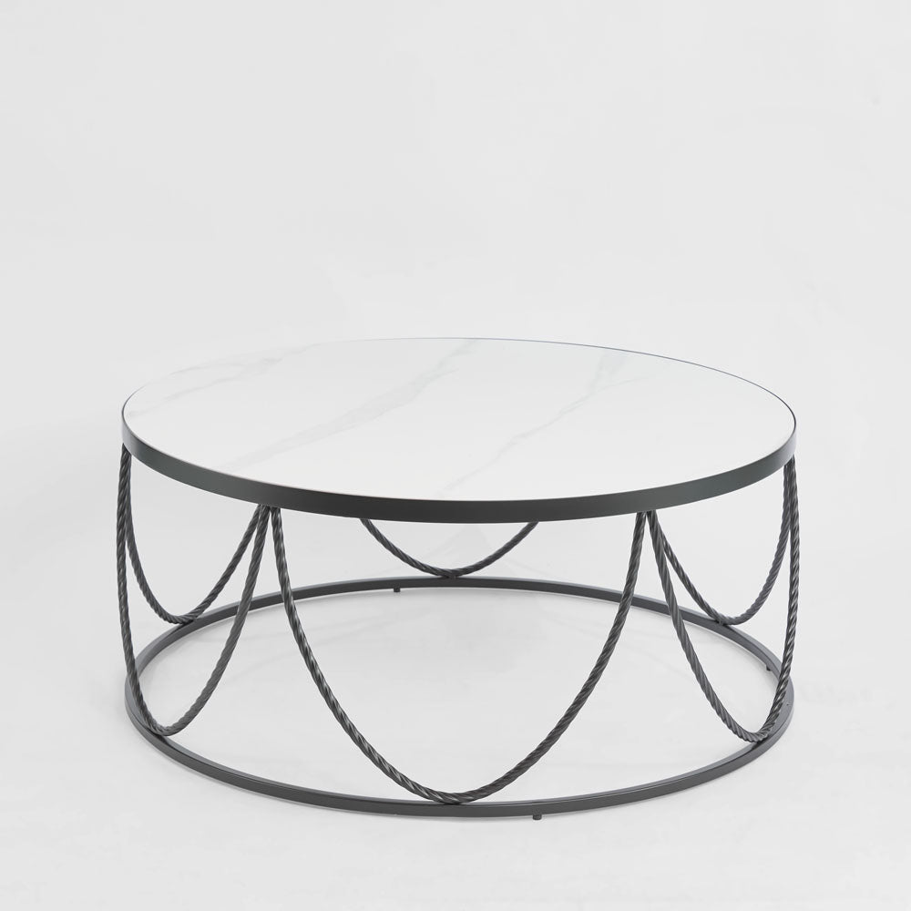Palais Round Coffee Table Black & Ceramic
