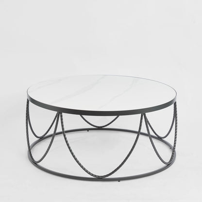 Palais Round Coffee Table Black & Ceramic