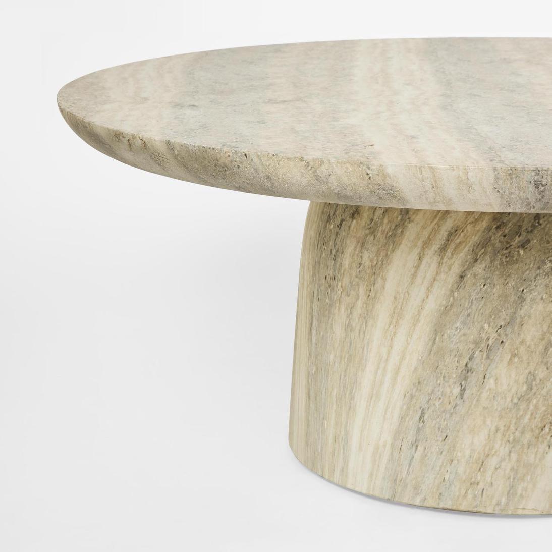 Parisi Round Coffee Table Grey Travertine Look - Outdoor
