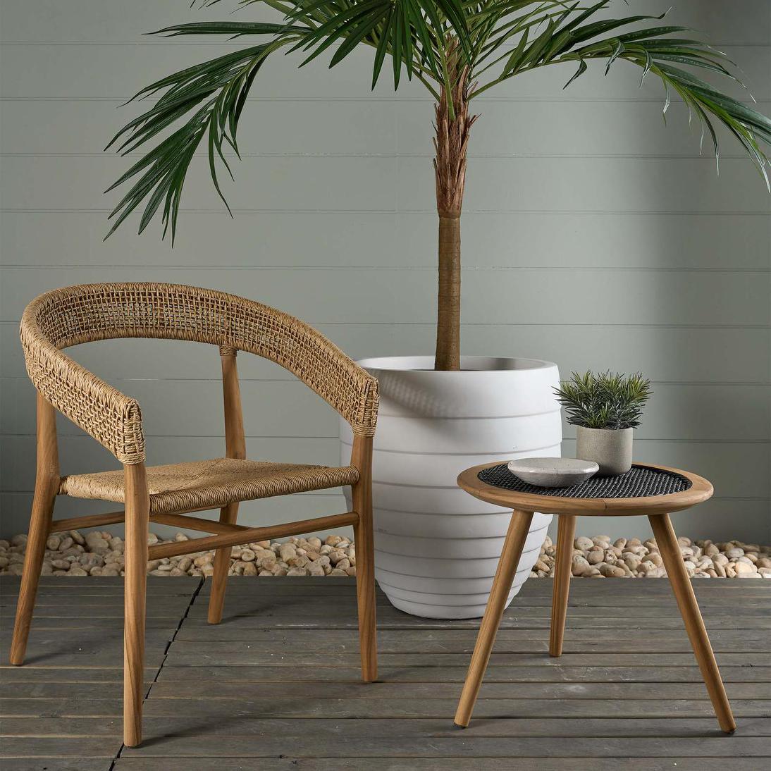 Cove Teak & Synthetic Side Table Black - Outdoor