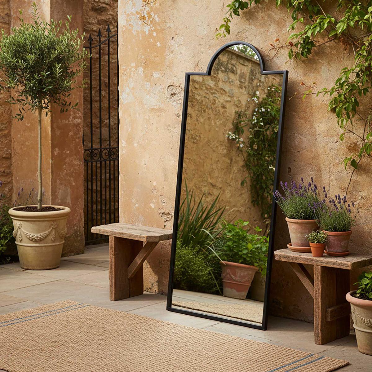 Montgomery Outdoor Iron Mirror Black