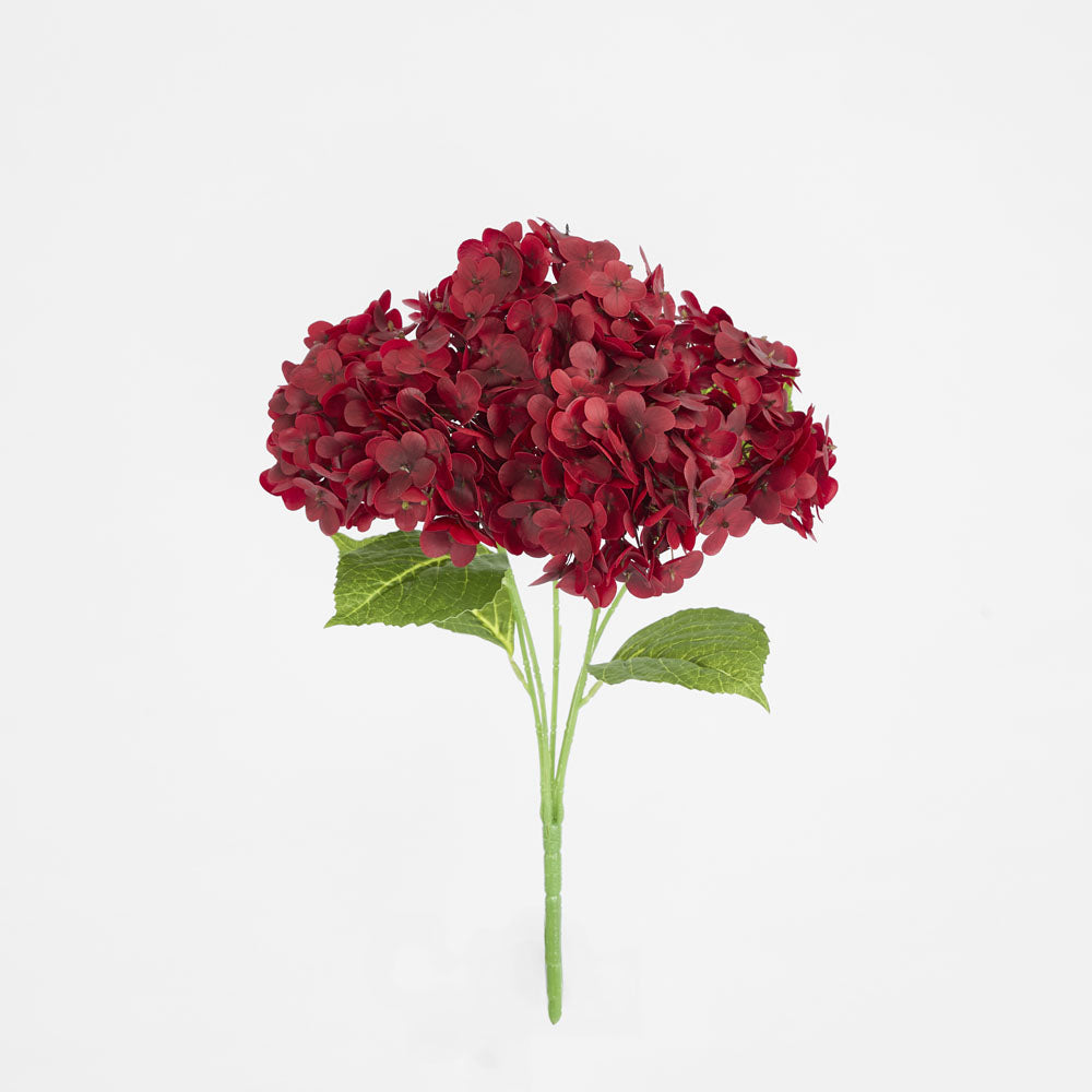 Real Touch Hydrangea 5 Head Bunch Burgundy