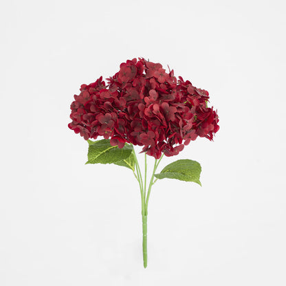 Real Touch Hydrangea 5 Head Bunch Burgundy