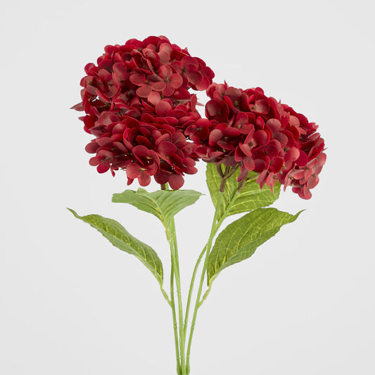 Real Touch Hydrangea 5 Head Bunch Burgundy