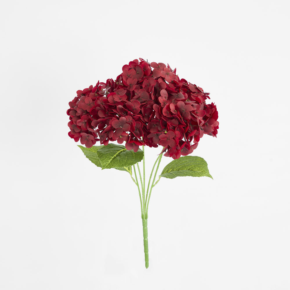 Real Touch Hydrangea 5 Head Bunch Burgundy