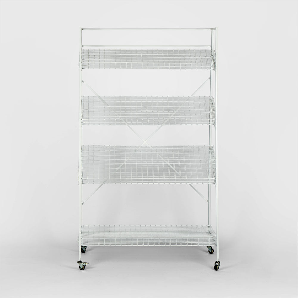 Metal Flower Rack with 4 Shelf White