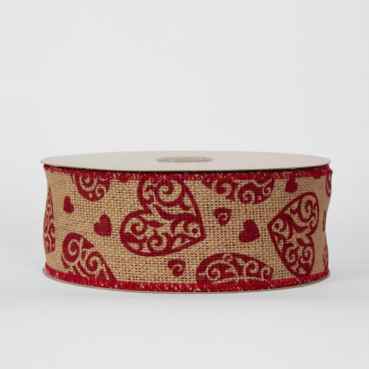 6.35cm Jute Hearts 22.86m Ribbon