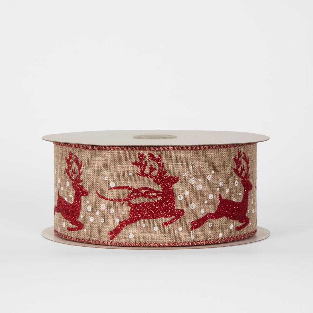63mm -22.86m Reindeer Ribbon – Florabelle Living