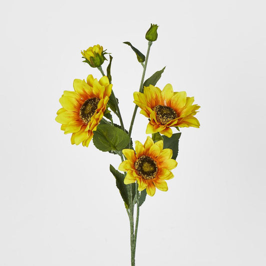 Yellow Sunflower Spray with 3 Flowers & Buds