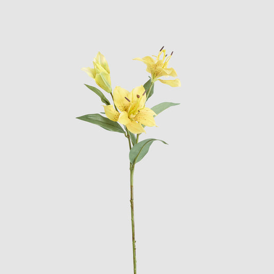 Tiger Lily Spray W/2 Flowers & 1 Bud 71cm Yellow