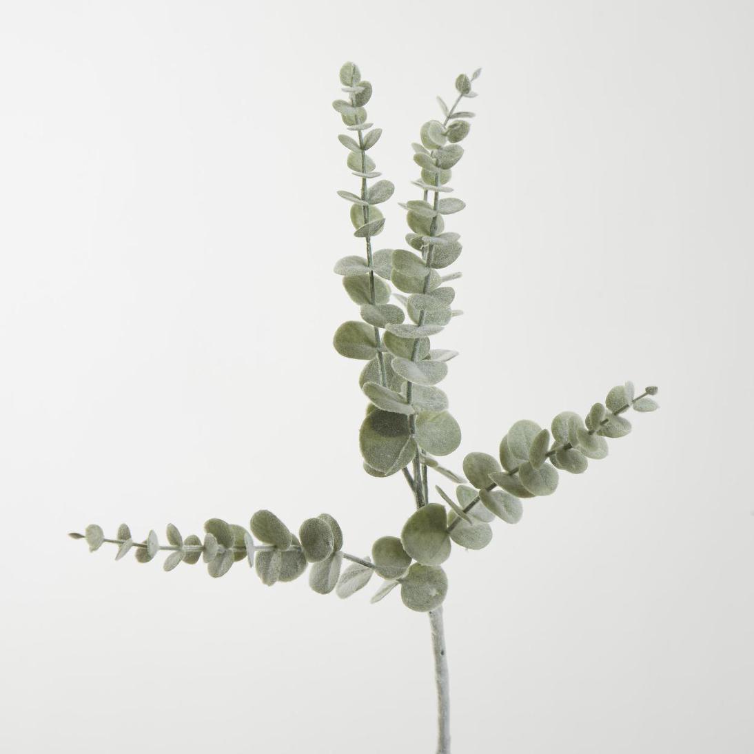 Eucalyptus Flocked Spray 74cm Grey