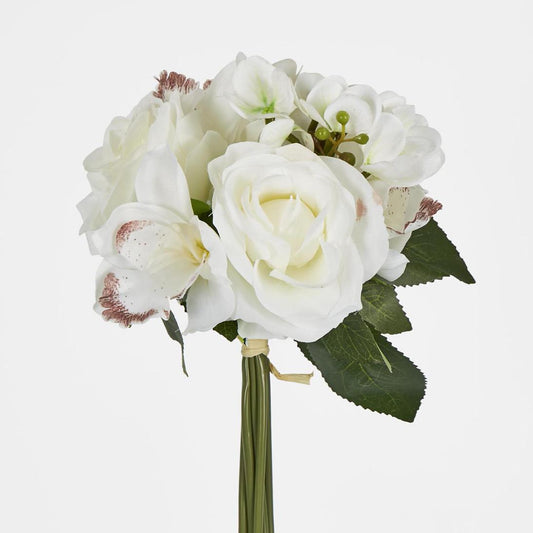 Rose Hydrangea and Cymbidium Orchid Bouquet White