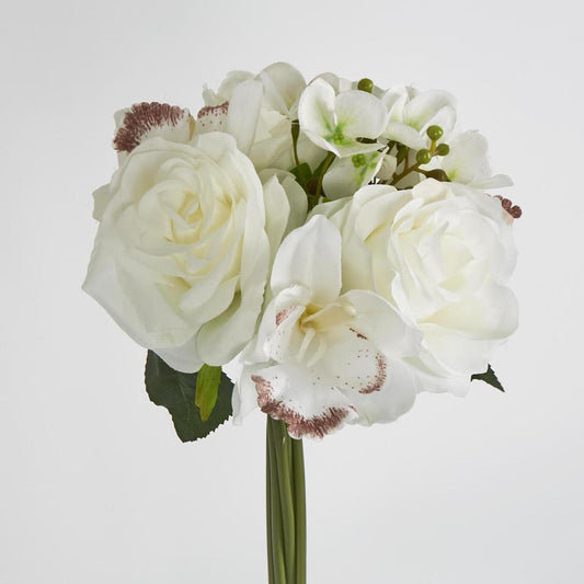 Rose Hydrangea and Cymbidium Orchid Bouquet White