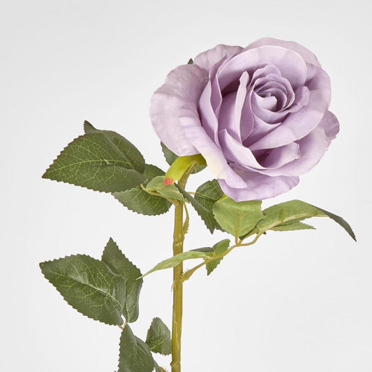 Open Rose Stem 68cm Purple