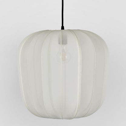 PUMPKIN CEILING PENDANT LARGE IVORY with Black Cord Drop