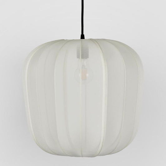 PUMPKIN CEILING PENDANT LARGE IVORY with Black Cord Drop