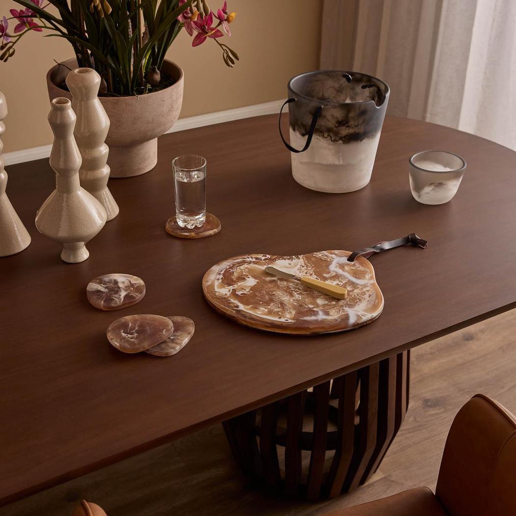Bow Dining Table Dark Walnut 240cm
