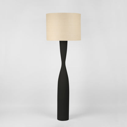 Callum Floor Lamp Base Black with Natural Shade
