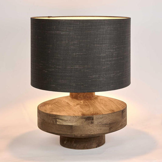 Circa Timber Table Lamp Large Black Shade
