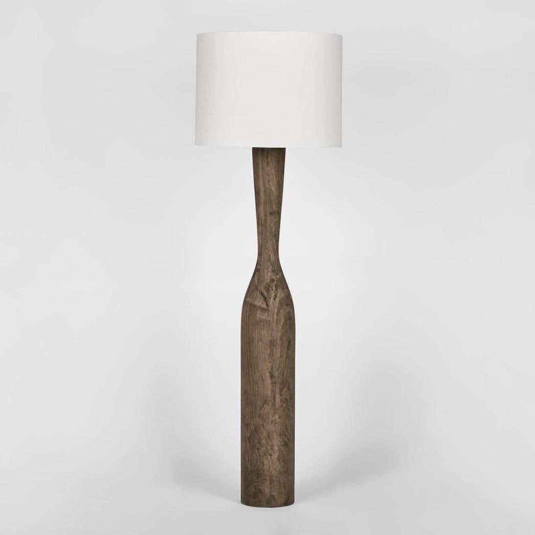 Callum Timber Floor Lamp Base With White Shade