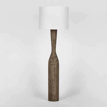 Callum Timber Floor Lamp Base With White Shade
