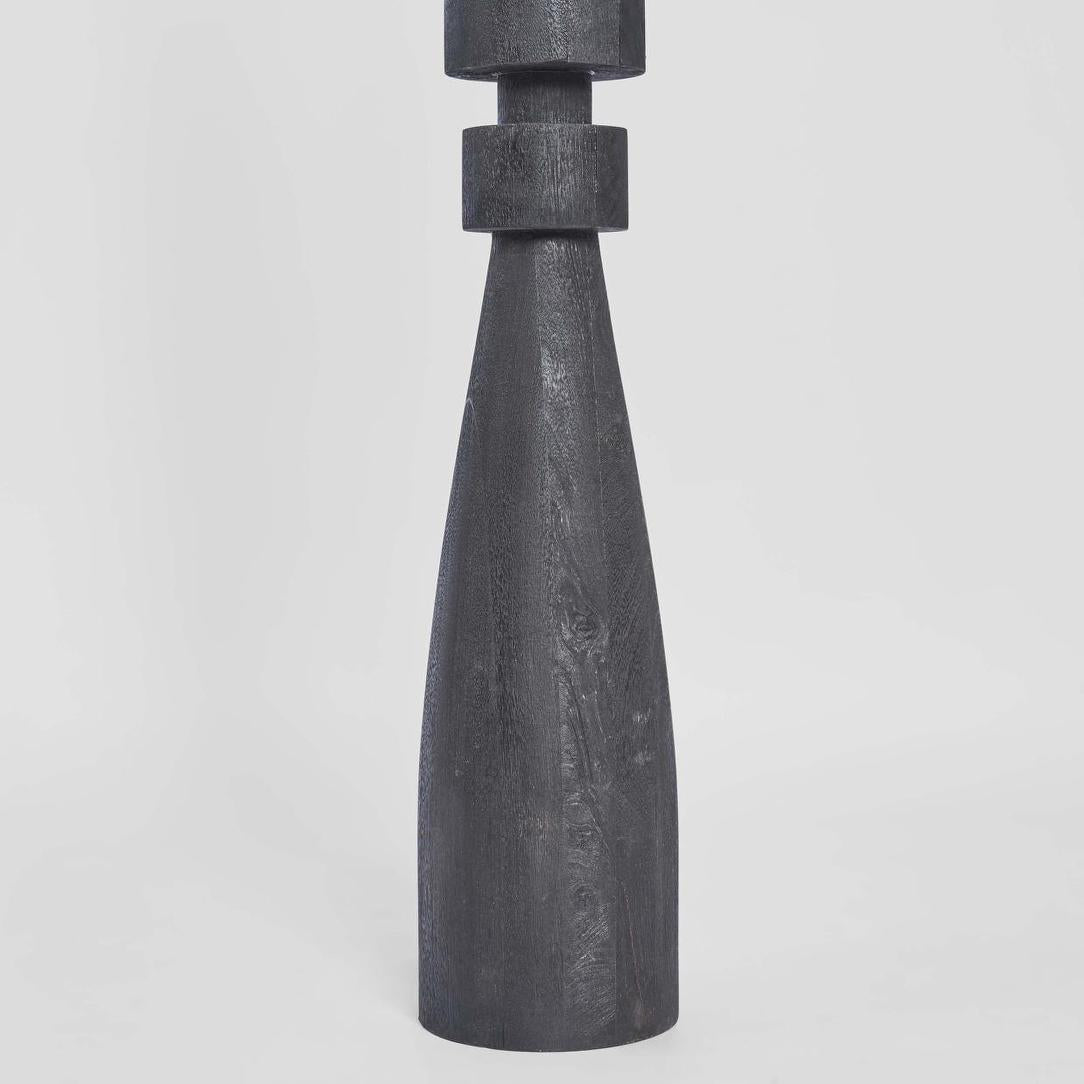 Magnus Wood Floor Lamp Black Base with Black Shade