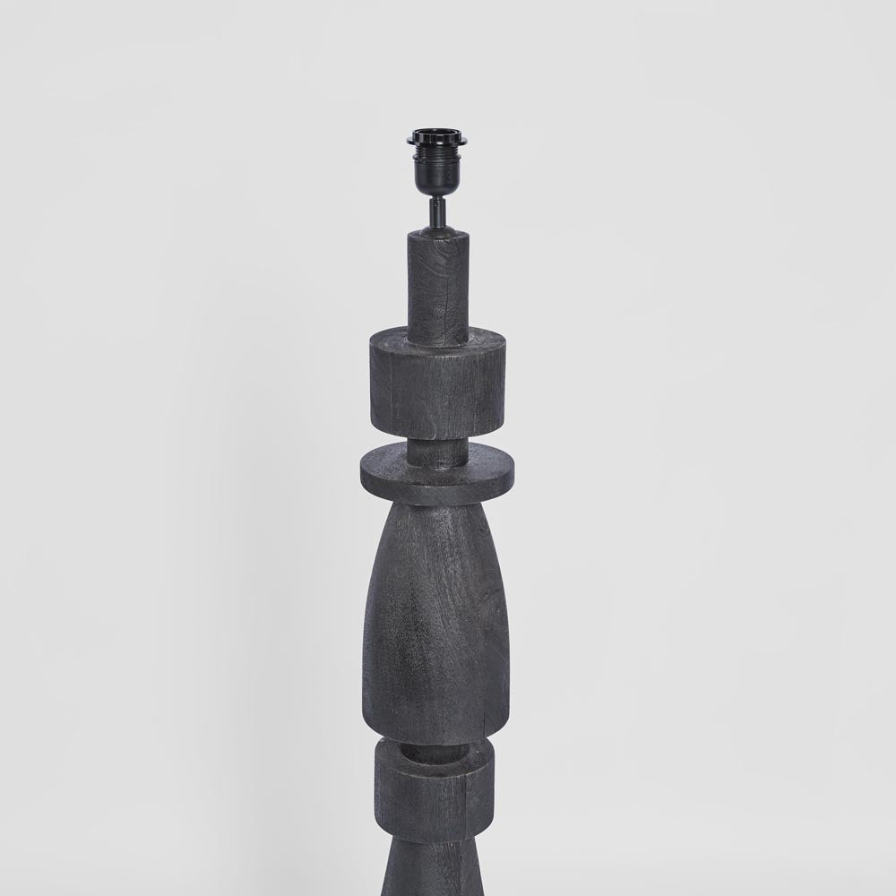 Magnus Wood Floor Lamp Black Base with Natural Shade