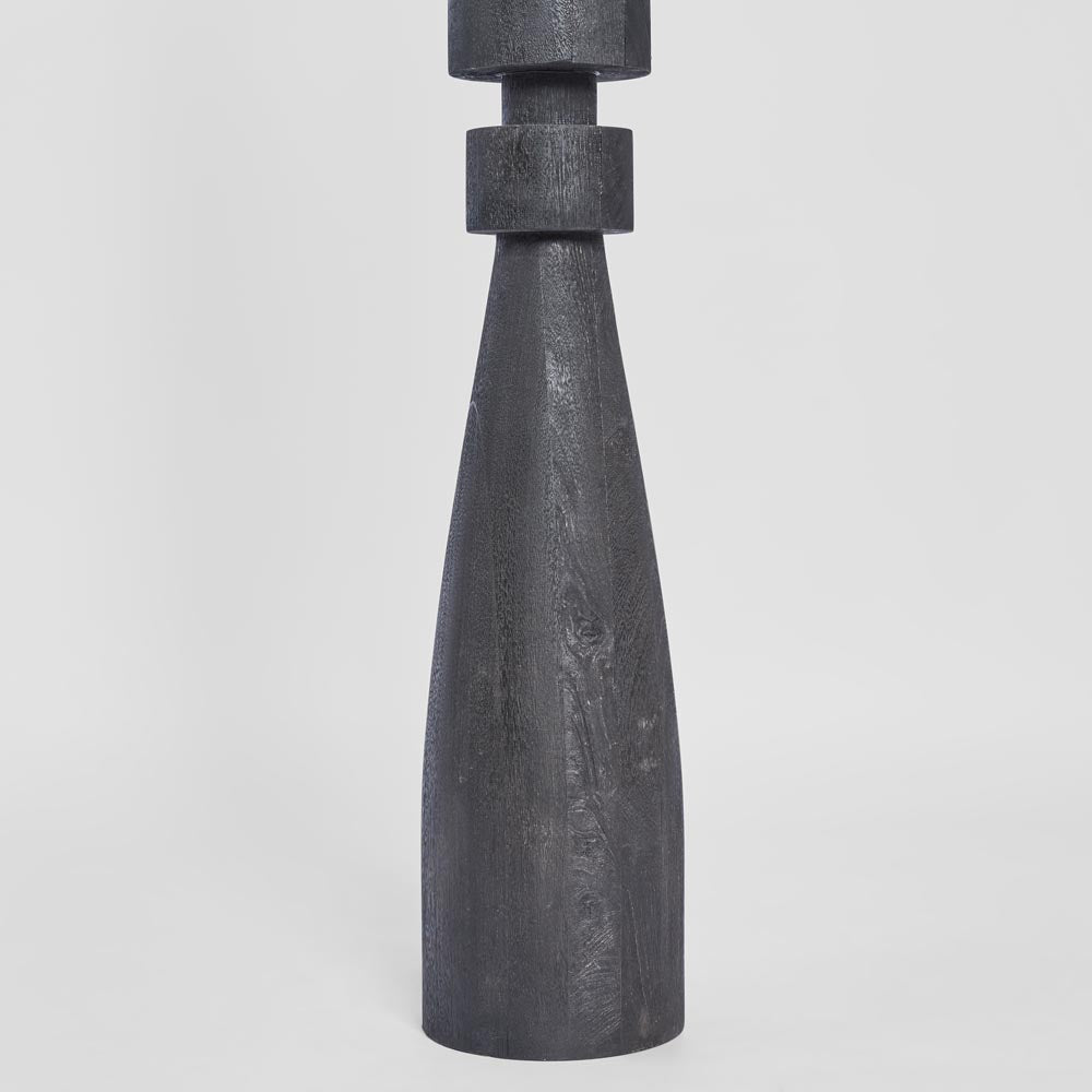 Magnus Wood Floor Lamp Black Base with Natural Shade