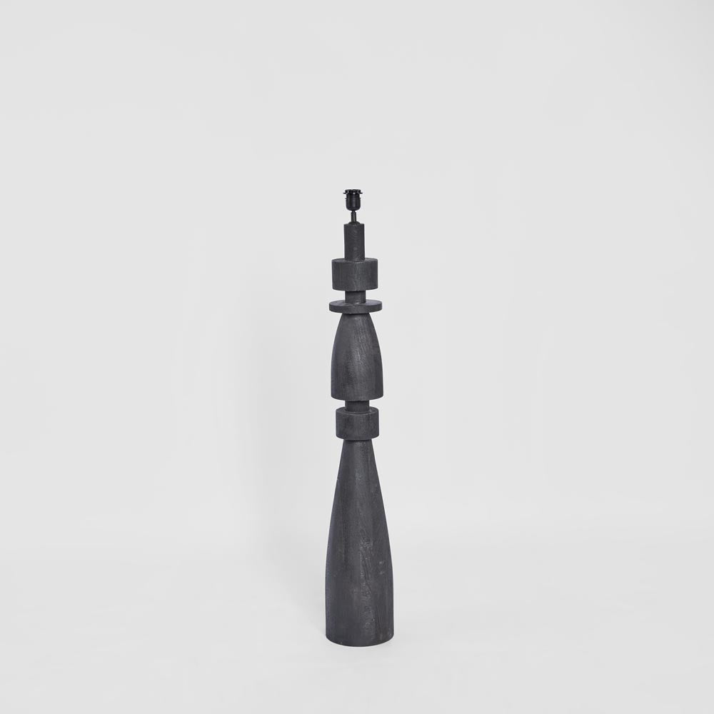 Magnus Wood Floor Lamp Black Base with White Shade