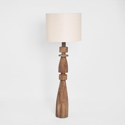 Magnus Wood Floor Lamp Saddle Base with Natural Shade