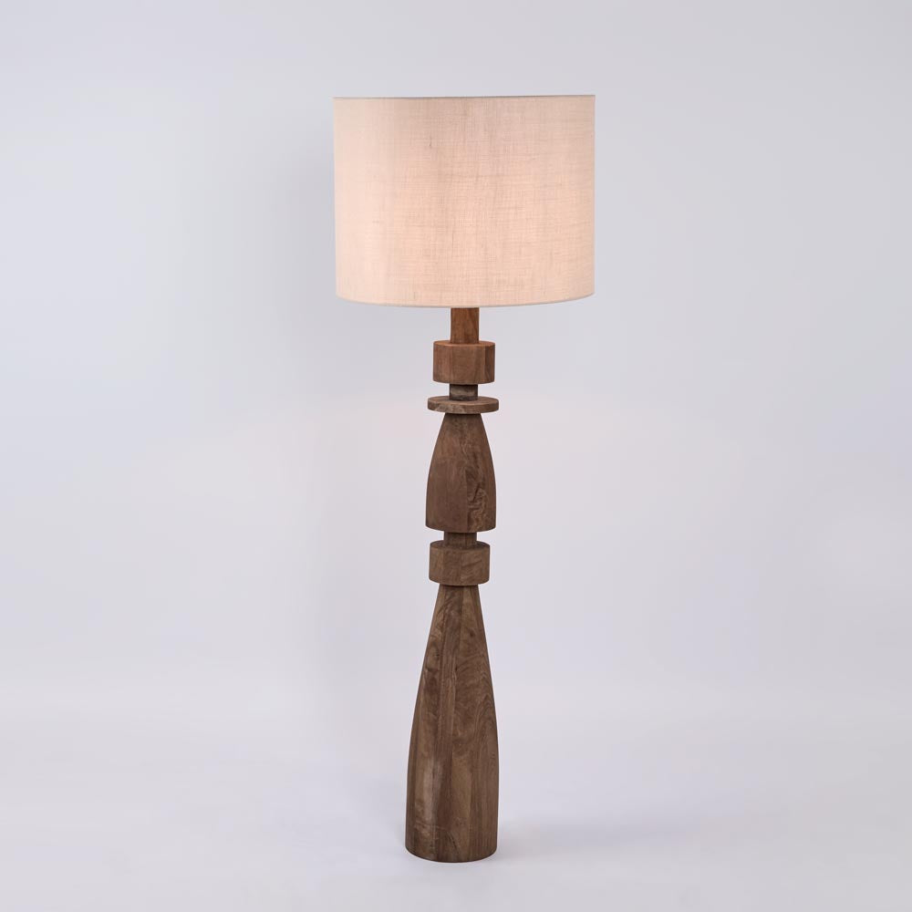 Magnus Wood Floor Lamp Saddle Base with Natural Shade